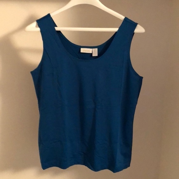 🎁 Chico’s (SZ 2) Blue Silky Tank Top 🎁 - Picture 2 of 3